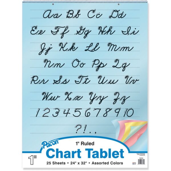 Pacon Cursive Cover Colored Paper Chart Tablet