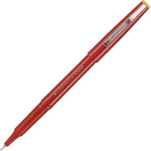 A red pen with yellow tip and black writing.