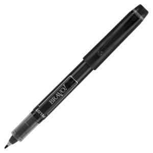 A black pen with a white writing device on it.