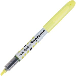 A yellow pen with black writing on it.