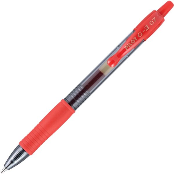 A red pen with a black tip and white writing.