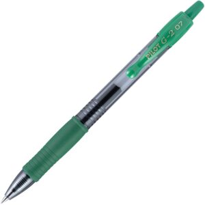 A green pen with a black tip and white writing.