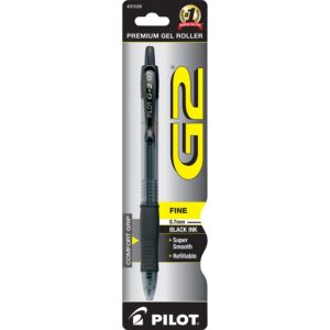 A black and yellow package of pilot g 2 gel pens.