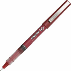 A red pen with white tip and black ink.