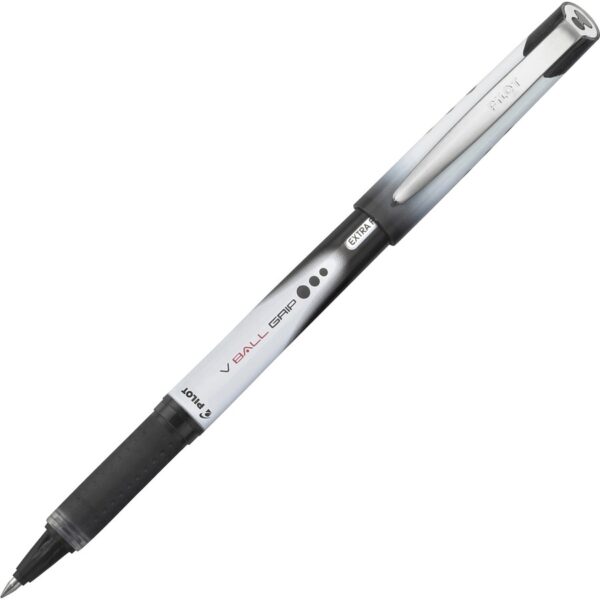 A black and white pen with a silver tip.