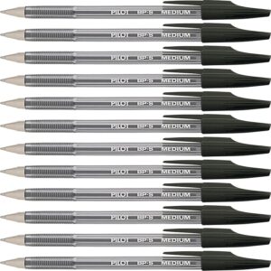 A set of 1 2 pens with different writing on them.