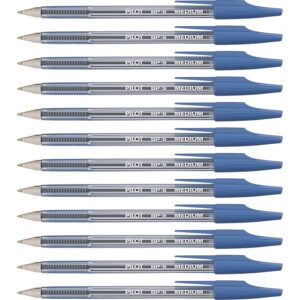 A group of blue pens with writing on them.