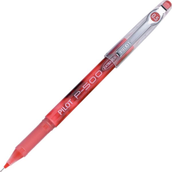 A red pen with a white logo on it.