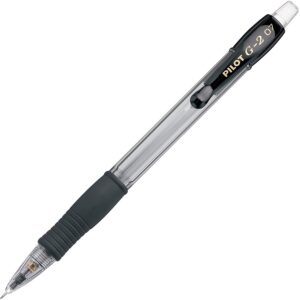 A black and silver pen with a white tip.