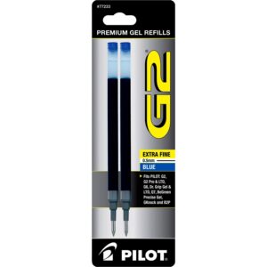 A pair of pilot g 2 gel pens in packaging.