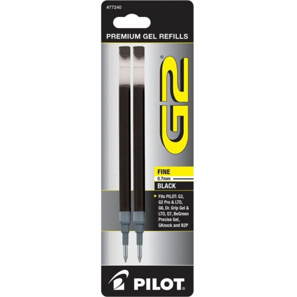 A pair of pilot g 2 gel pens in packaging.