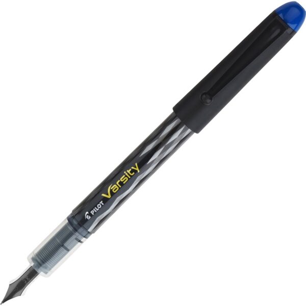 A pen with blue ink on it.